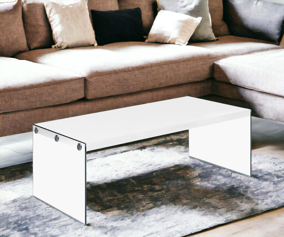 44" Gray And Clear Glass Coffee Table - FurniFindUSA