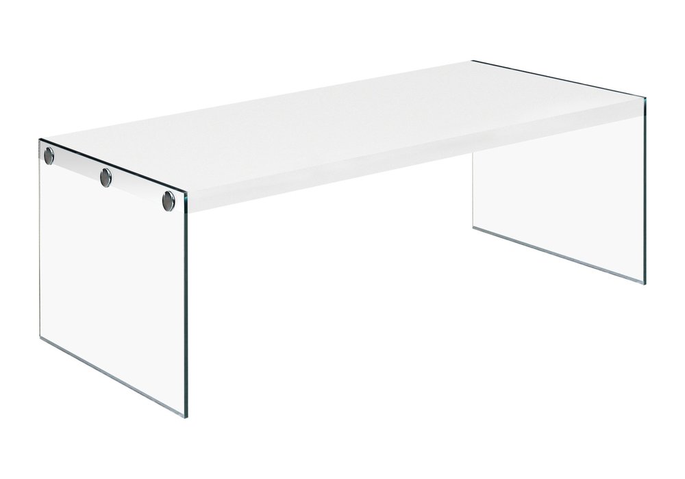 44" White And Clear Wood And Glass Coffee Table — view 4
