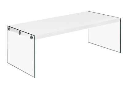 44" White And Clear Wood And Glass Coffee Table HomeRoots