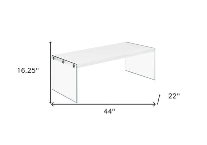 44" White And Clear Wood And Glass Coffee Table HomeRoots