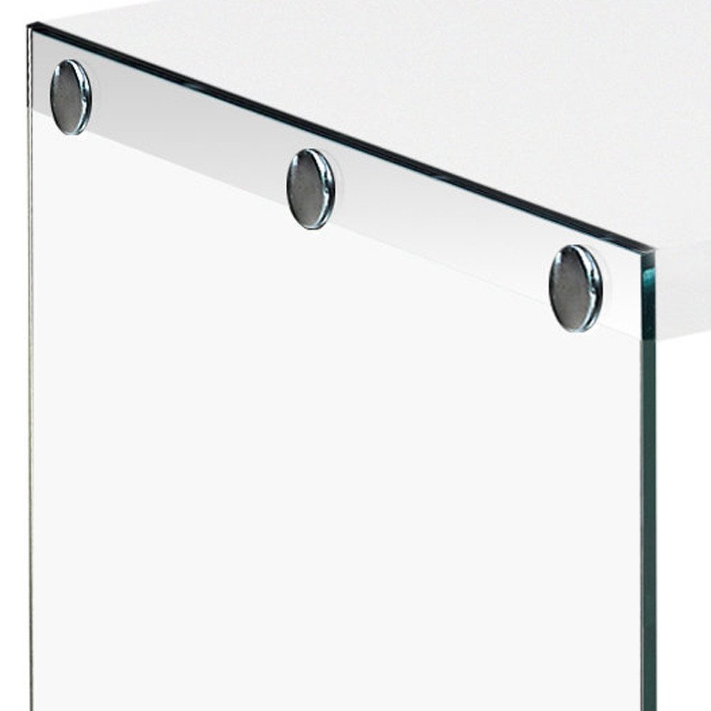44" White And Clear Wood And Glass Coffee Table — view 4