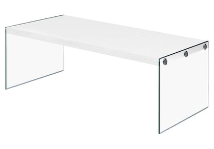 44" White And Clear Wood And Glass Coffee Table HomeRoots