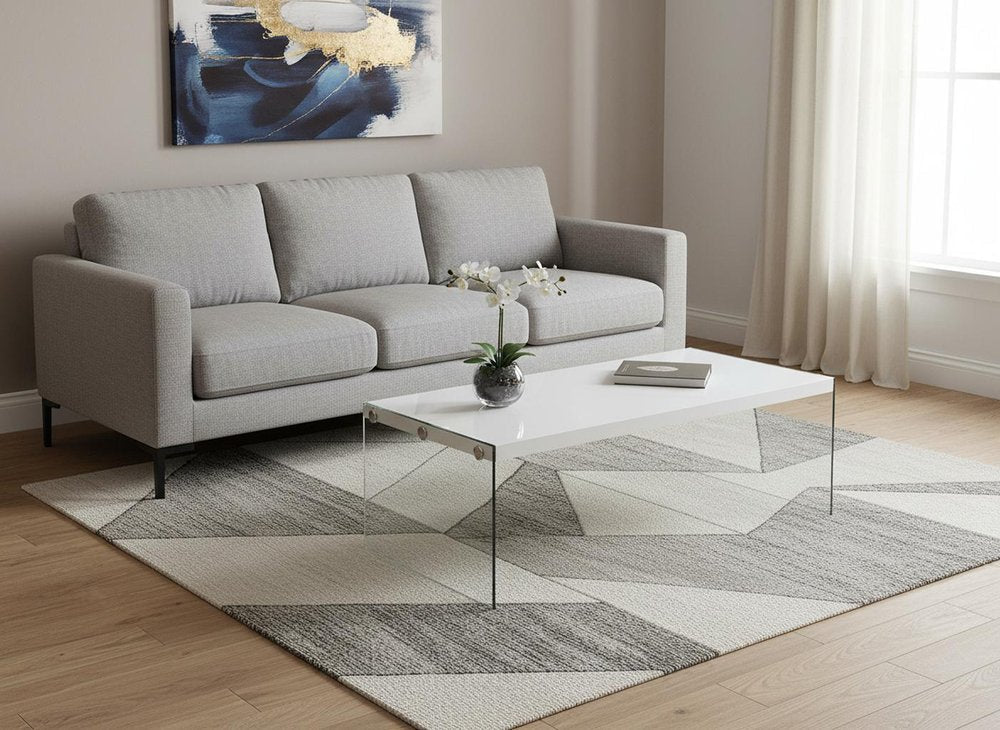 44" White And Clear Wood And Glass Coffee Table — view 1