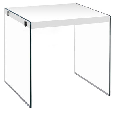 35.5" Glossy White Particle Board And Clear Glass Two Pieces Nesting Table Set HomeRoots