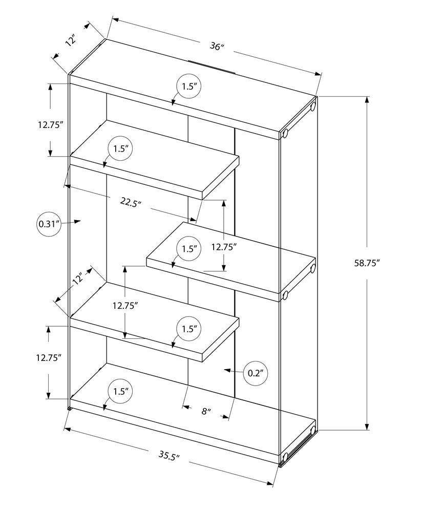 59" White And Clear Glass and Wood Four Tier Etagere Bookcase HomeRoots