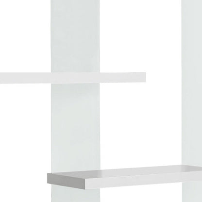 59" White And Clear Glass and Wood Four Tier Etagere Bookcase HomeRoots