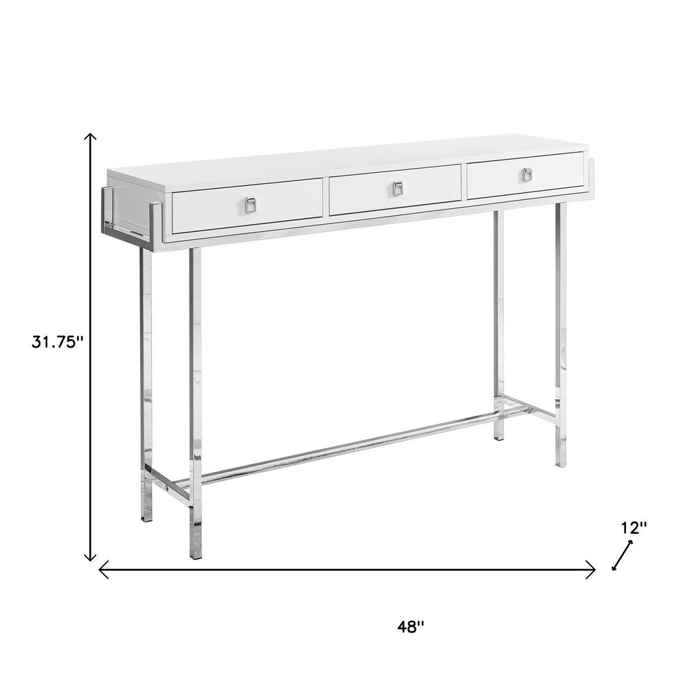 48" White and Silver Console Table And Drawers HomeRoots