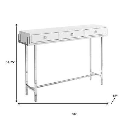 48" White and Silver Console Table And Drawers HomeRoots