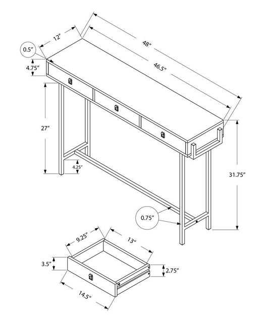48" White and Silver Console Table And Drawers HomeRoots