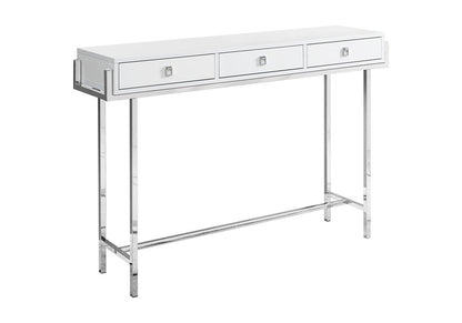 48" White and Silver Console Table And Drawers HomeRoots