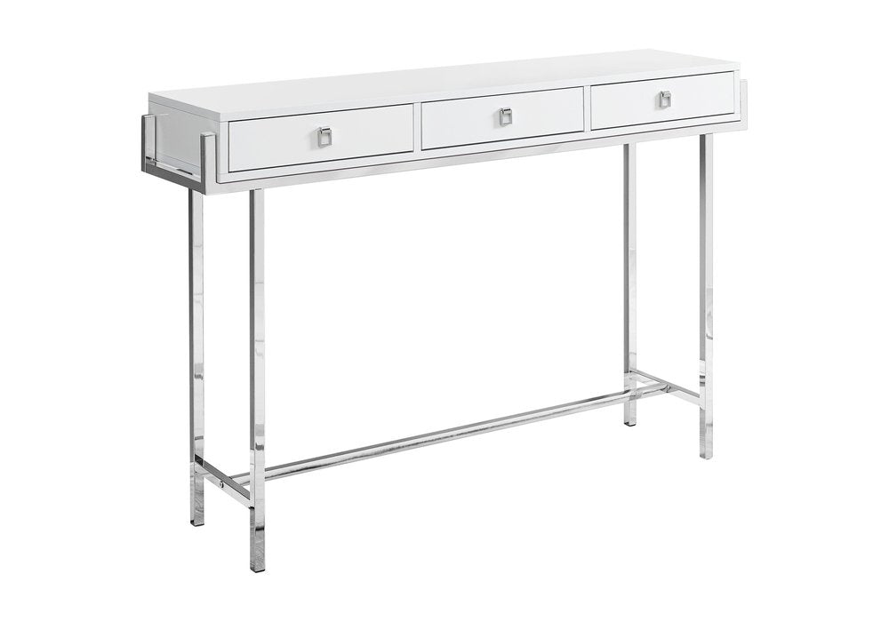 48" Taupe and Silver Console Table And Drawers — view 1