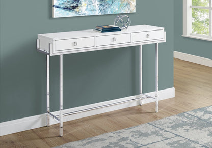 48" White and Silver Console Table And Drawers HomeRoots