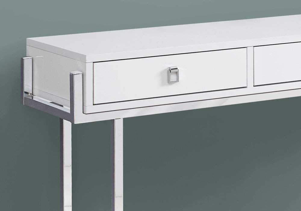 48" White and Silver Console Table And Drawers HomeRoots