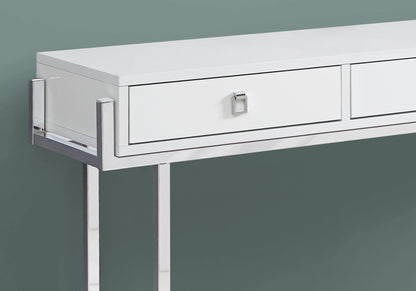 48" White and Silver Console Table And Drawers HomeRoots