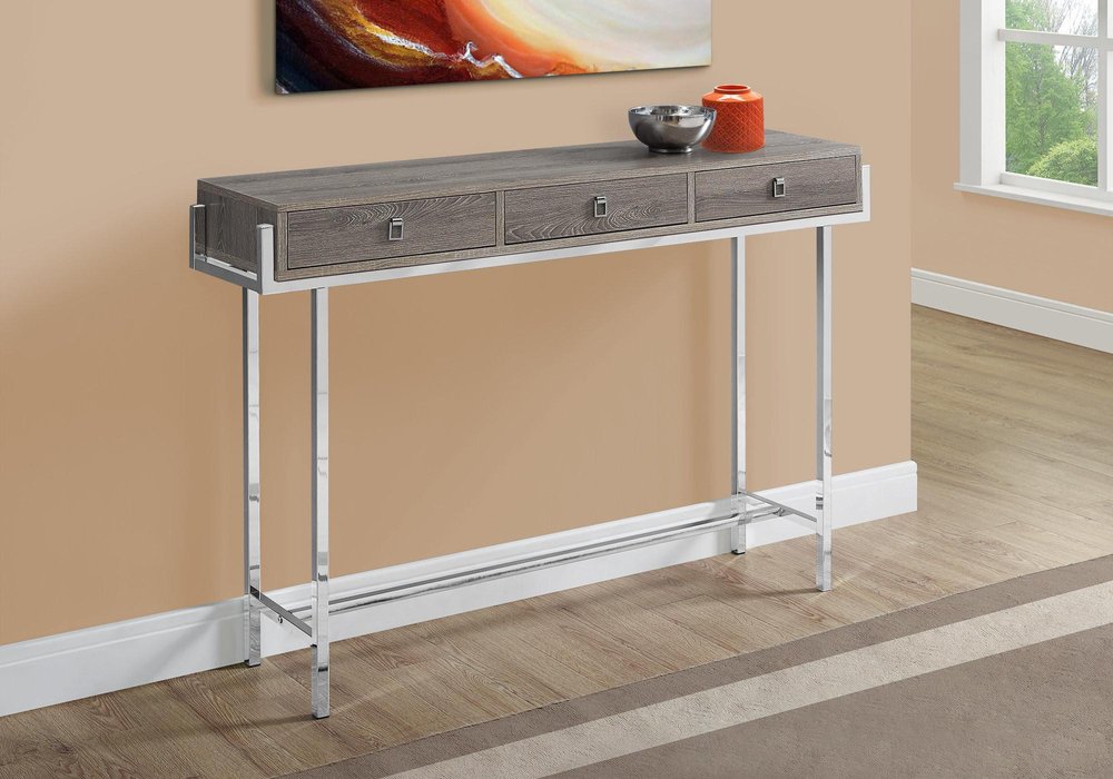 48" White and Silver Console Table And Drawers HomeRoots