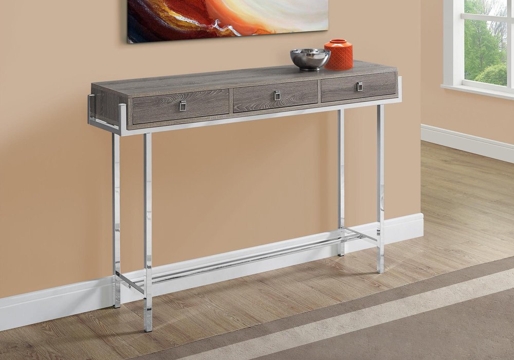 48" White and Silver Console Table And Drawers HomeRoots
