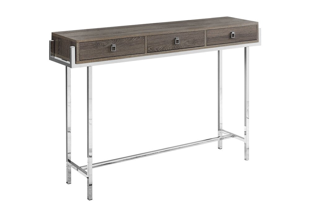 48" Taupe and Silver Console Table And Drawers — view 11