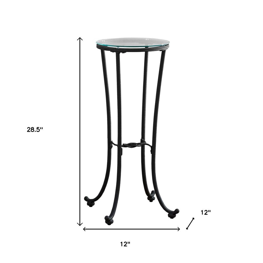 29" Black And Clear Glass Round End Table HomeRoots