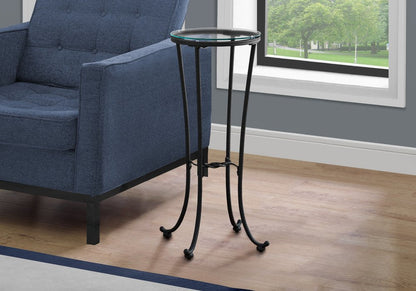 29" Black And Clear Glass Round End Table HomeRoots