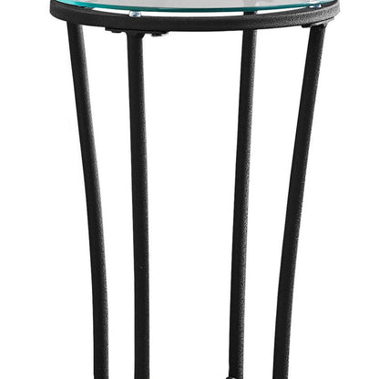 29" Black And Clear Glass Round End Table HomeRoots