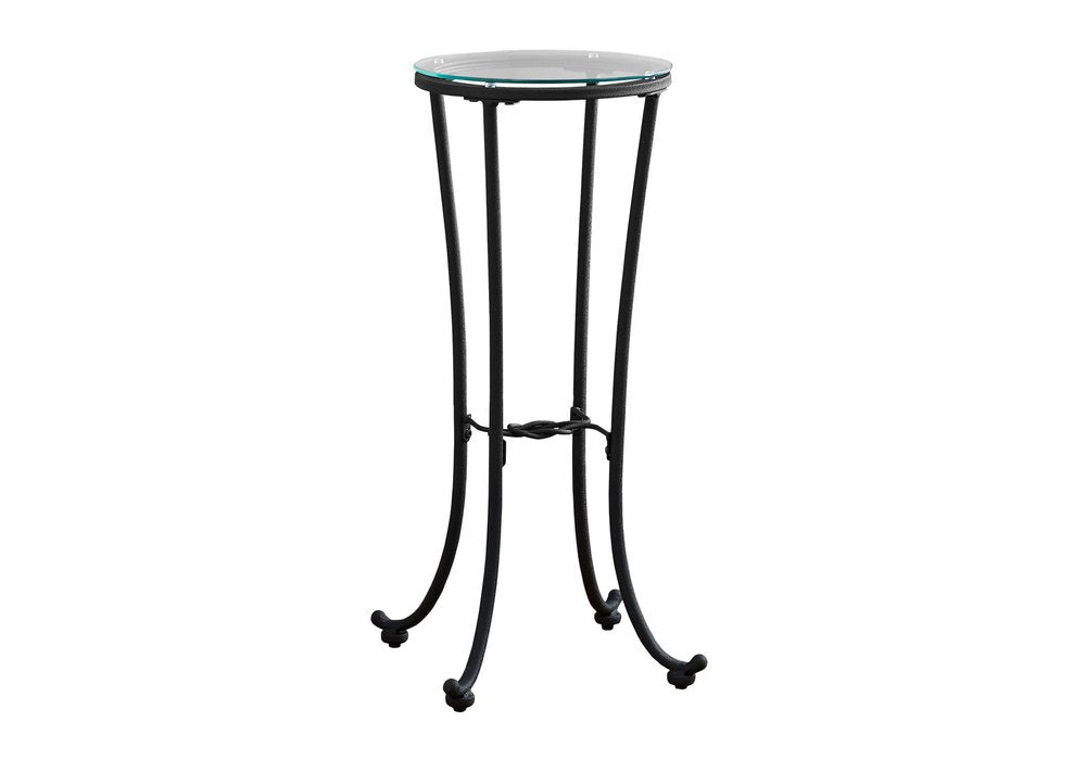 29" Black And Clear Glass Round End Table HomeRoots