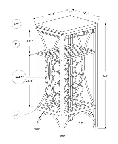 41" Black Stainless Steel Wine Rack HomeRoots