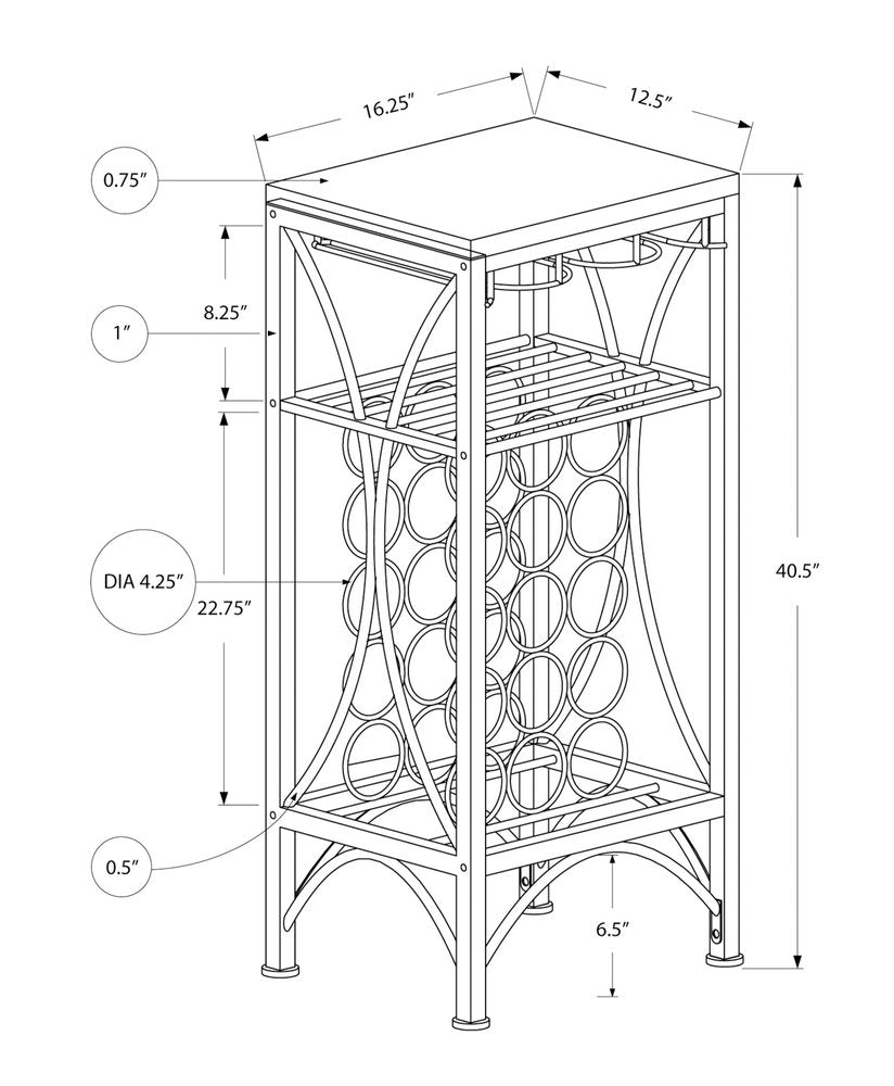 41" Black Stainless Steel Wine Rack HomeRoots