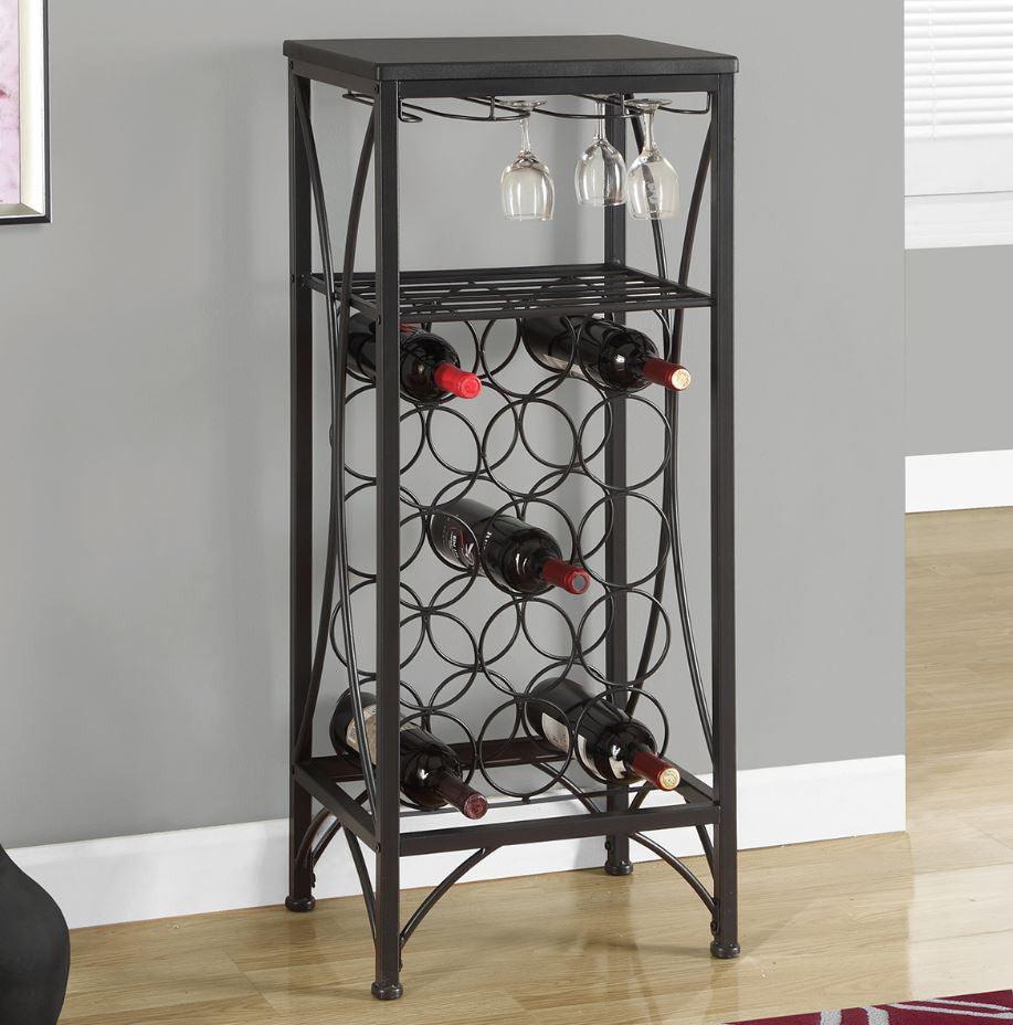 41" Black Stainless Steel Wine Rack - FurniFindUSA