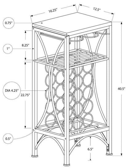 41" Black Stainless Steel Wine Rack - FurniFindUSA