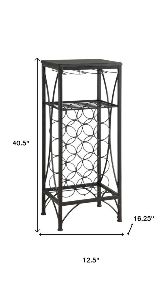 41" Black Stainless Steel Wine Rack HomeRoots