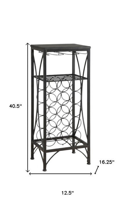41" Black Stainless Steel Wine Rack HomeRoots
