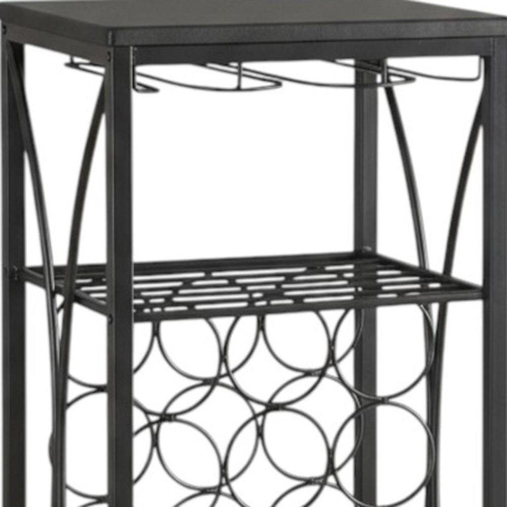 41" Black Stainless Steel Wine Rack HomeRoots