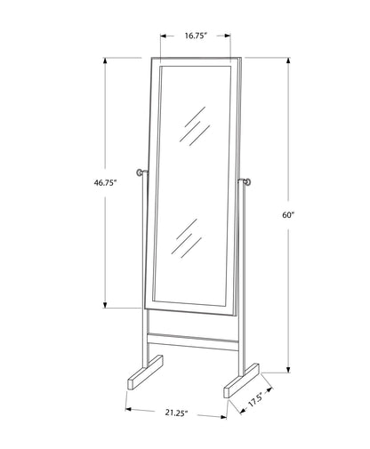 60" Brown Framed Cheval Standing Mirror - FurniFindUSA