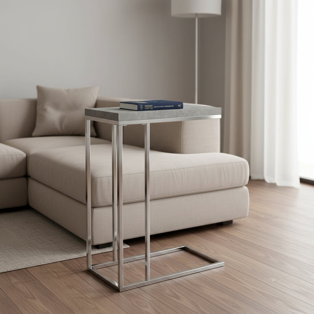18.25" X 10.25" X 25.25" Cappuccino Particle Board Metal  Accent Table HomeRoots