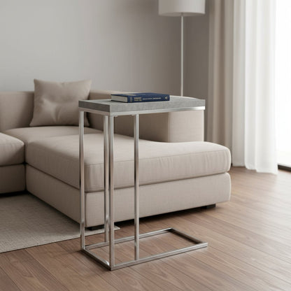 18.25" X 10.25" X 25.25" Cappuccino Particle Board Metal  Accent Table HomeRoots