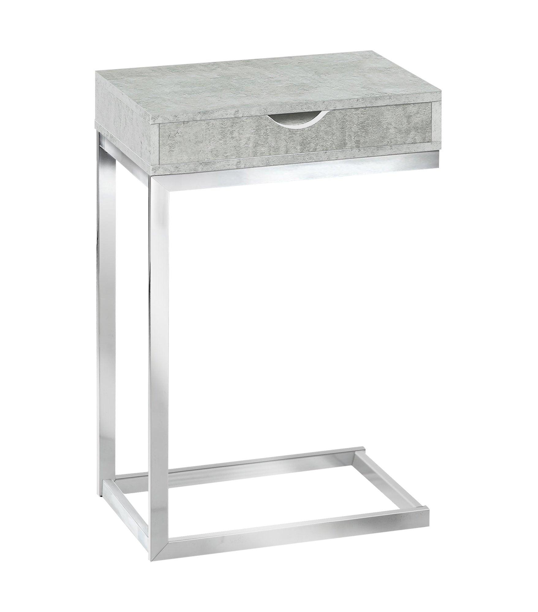 24.5" White Finish And Chromed Metal Accent Table - FurniFindUSA