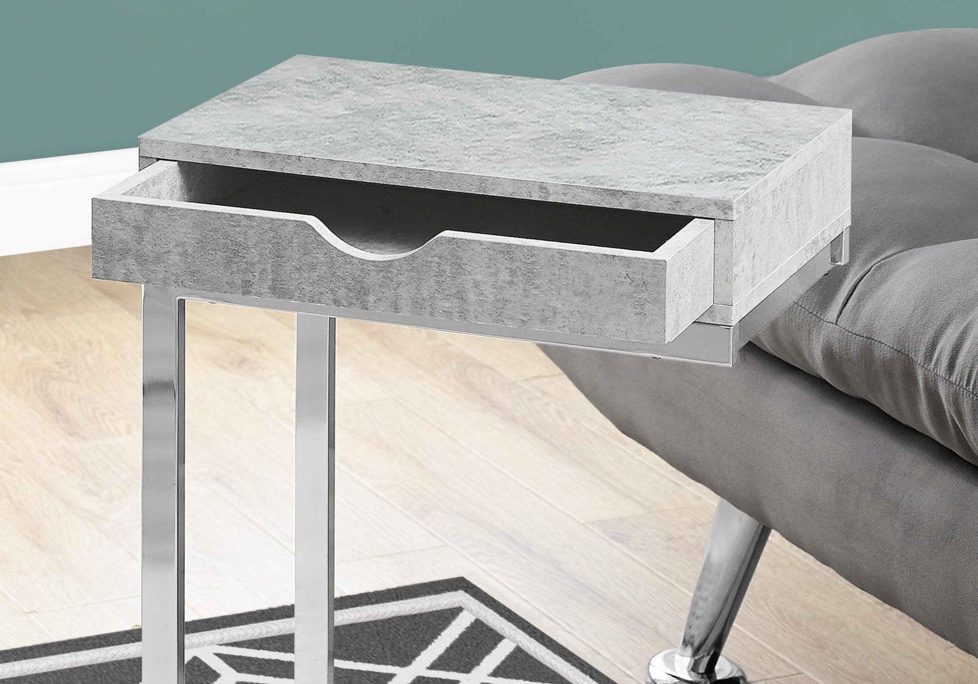 24.5" White Finish And Chromed Metal Accent Table - FurniFindUSA