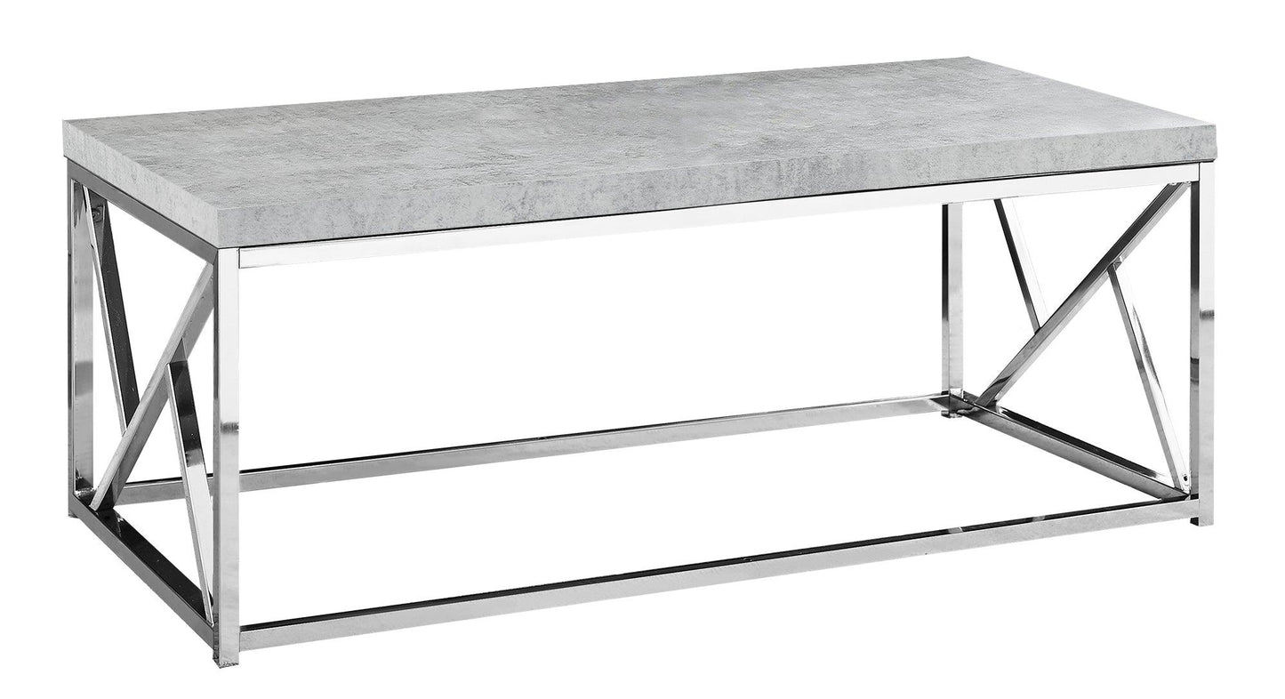 47" Gray And Silver Cement And Iron Coffee Table - FurniFindUSA