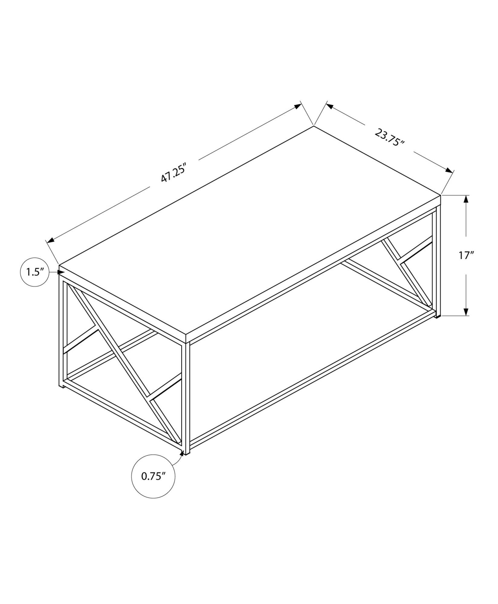 47" Gray And Silver Cement And Iron Coffee Table - FurniFindUSA