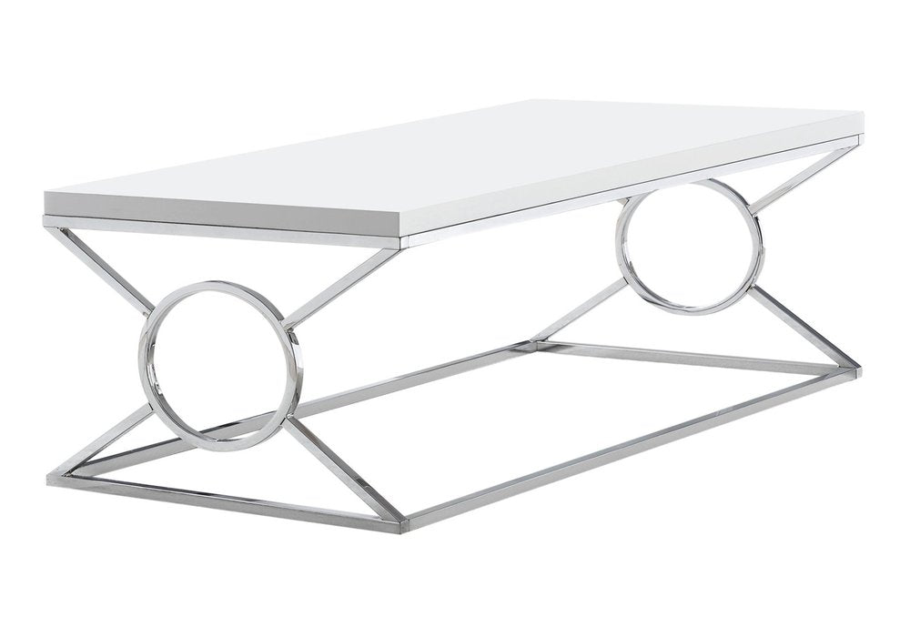 44" White And Silver Wood And Iron Coffee Table HomeRoots
