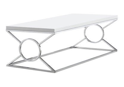 44" White And Silver Wood And Iron Coffee Table HomeRoots