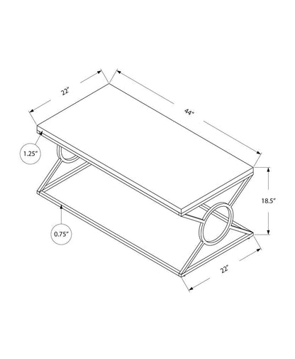 44" White And Silver Wood And Iron Coffee Table HomeRoots