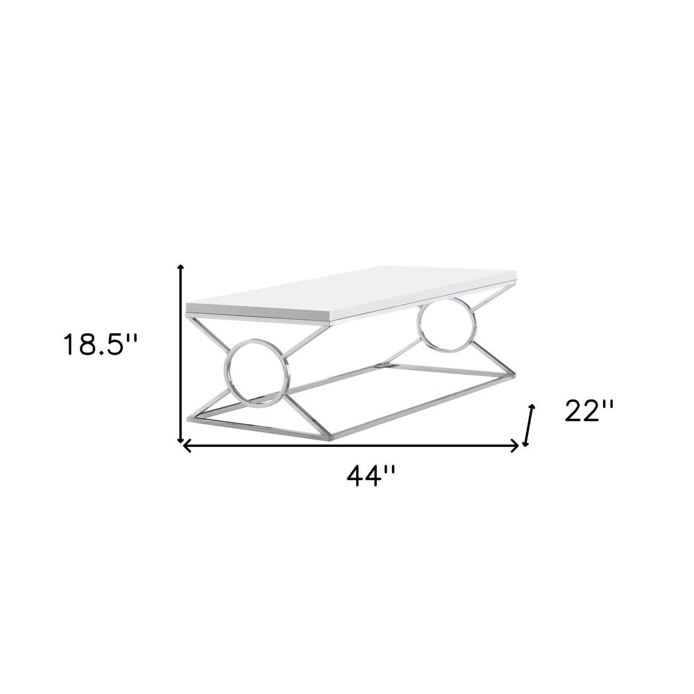 44" White And Silver Wood And Iron Coffee Table HomeRoots