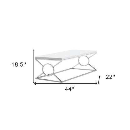 44" White And Silver Wood And Iron Coffee Table HomeRoots