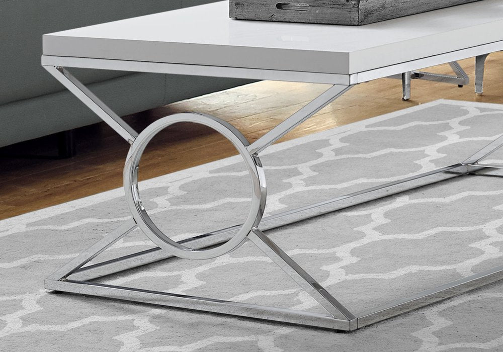44" White And Silver Wood And Iron Coffee Table HomeRoots