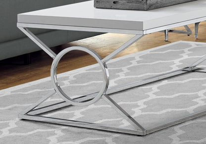 44" White And Silver Wood And Iron Coffee Table HomeRoots
