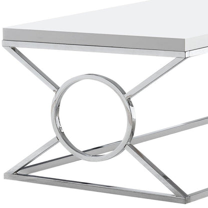 44" White And Silver Wood And Iron Coffee Table HomeRoots