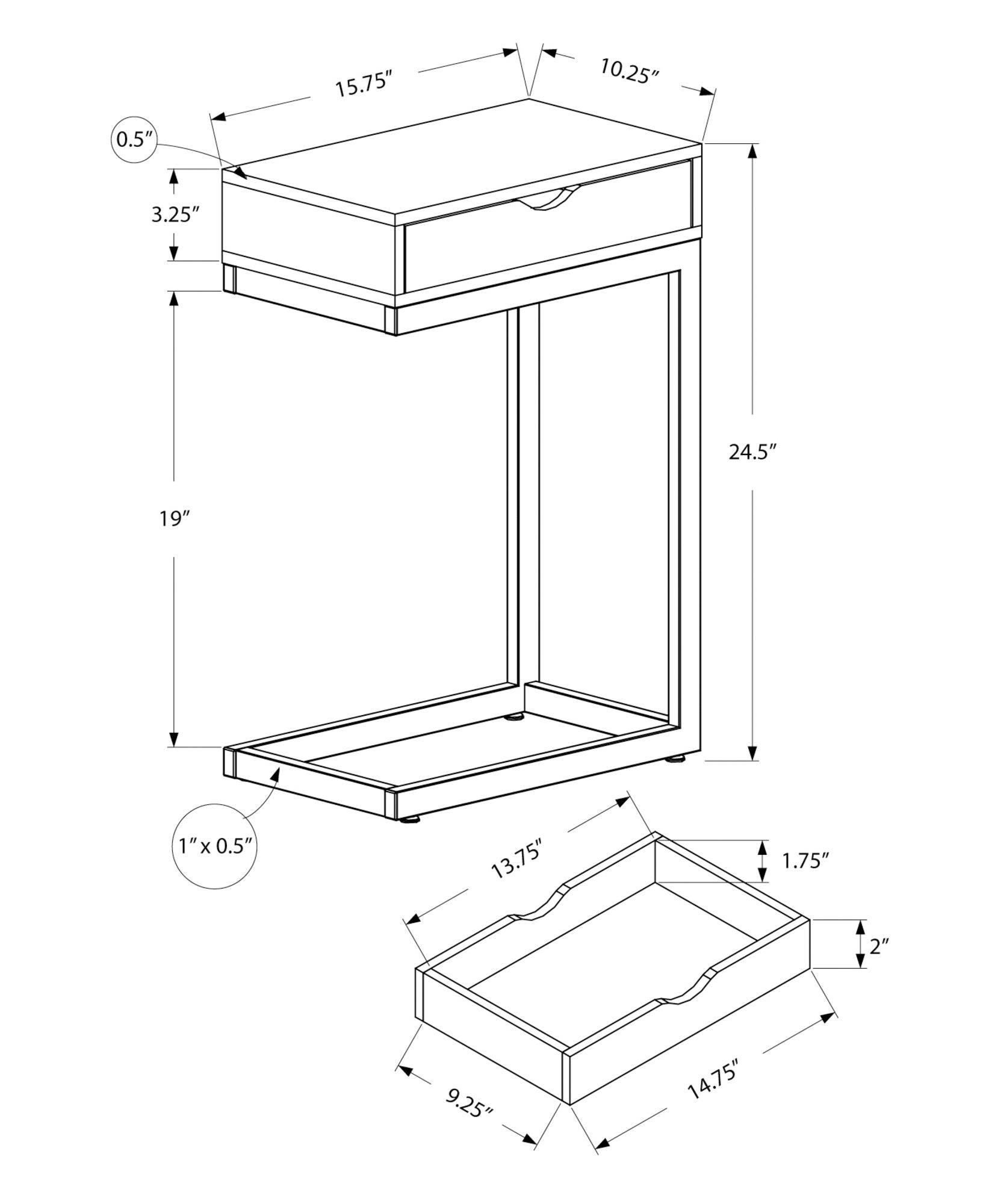 24.5" White Finish And Chromed Metal Accent Table - FurniFindUSA