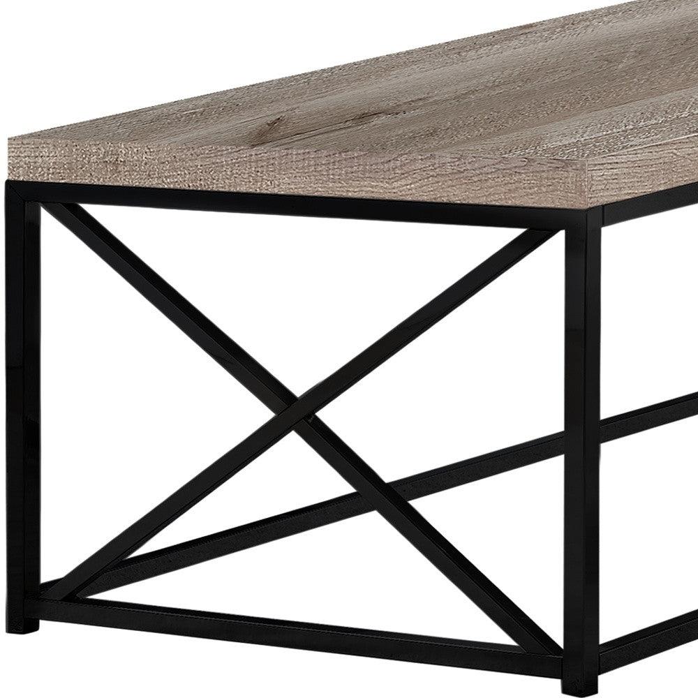 44" Gray And Black Iron Coffee Table - FurniFindUSA