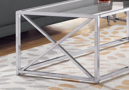 44" Clear And Gold Glass And Iron Coffee Table - FurniFindUSA